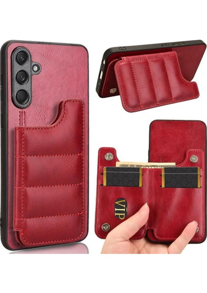 Samsung Galaxy M54 Vegan Pu Deri Kickstand Kart Çanta Için Cüzdan Kılıf (Yurt Dışından)