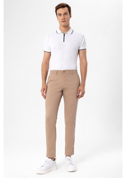 Bej Slim Fit Armürlü Pantolon modelleri