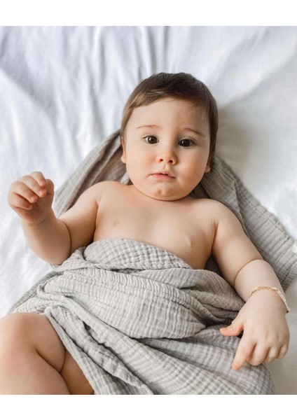 Düz Müslin Battaniye 90X100 cm Gri