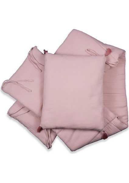 Müslin Bebek Yatak Koruma Yastık Seti (Yıkanmıştır) 32 x 180 cm +/- 2 cm Pudra Pembe modelleri