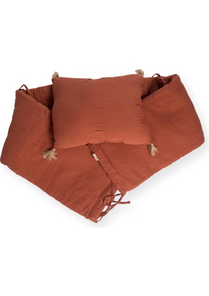Müslin Bebek Yatak Koruma Yastık Seti (Yıkanmıştır) 32 x 180 cm +/- 2 cm Rust