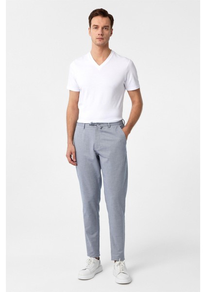 Buz Mavi Slim Fit Armürlü Jogger Pantolon