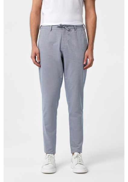 Buz Mavi Slim Fit Armürlü Jogger Pantolon