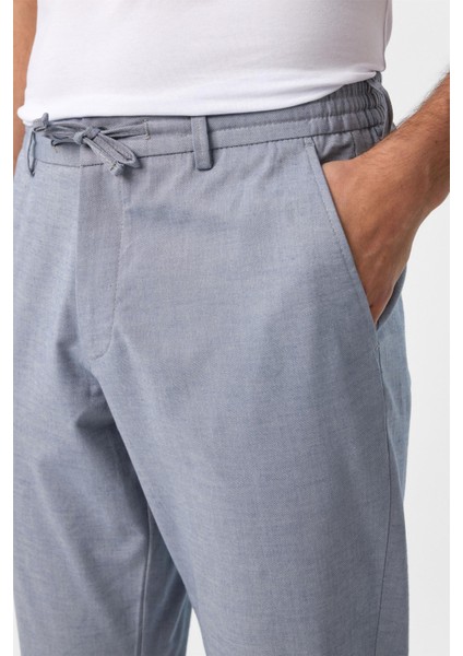 Buz Mavi Slim Fit Armürlü Jogger Pantolon