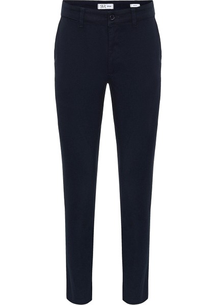 Lacivert Slim Fit Armürlü Pantolon