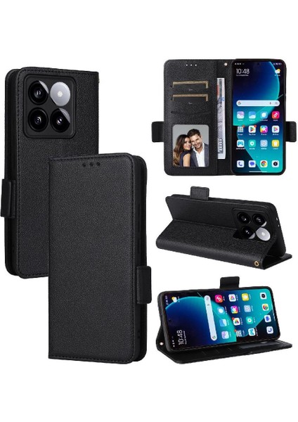 Xiaomi 14T Manyetik Pu Deri Yan Toka Cüzdan Kart Yuvaları Için Flip Case (Yurt Dışından)