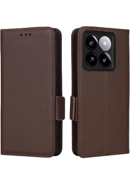 Xiaomi 14T Manyetik Pu Deri Yan Toka Cüzdan Kart Yuvaları Için Flip Case (Yurt Dışından)