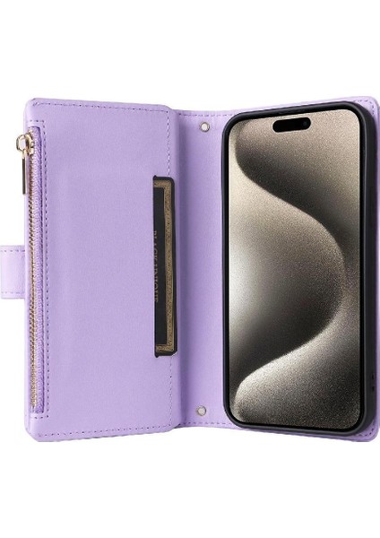 IPhone 15 Için Flip Case Pro Max Darbeye Kart Yuvaları Cüzdan Kayış (Yurt Dışından) modelleri