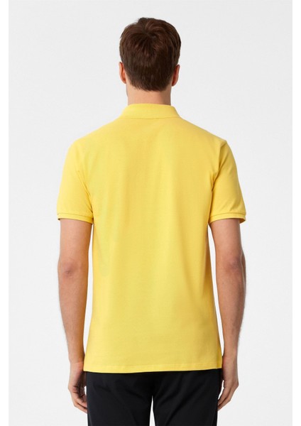 Sarı Slim Fit Armürlü Polo Yaka Tişört indirimleri