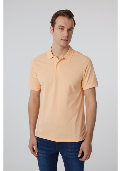 Sütlü Kahve Regular Armürlü Polo Yaka Tişört