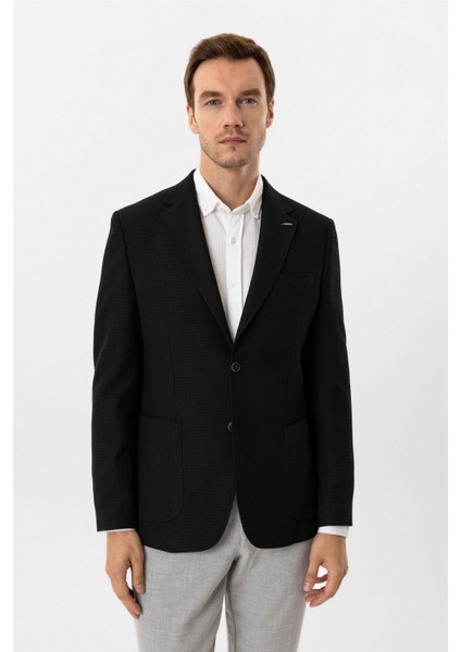 Siyah Regular Fit Mono Yaka 6 Drop Ceket modelleri