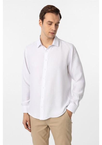 Beyaz Slim Fit Düz Klasik Yaka Gömlek modelleri