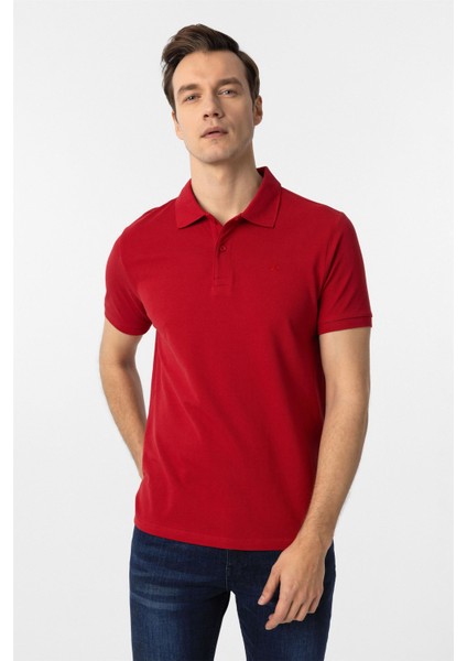 Kırmızı Slim Fit Düz Polo Yaka Tişört fiyatları
