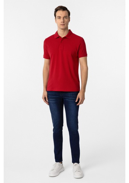 Kırmızı Slim Fit Düz Polo Yaka Tişört indirimleri