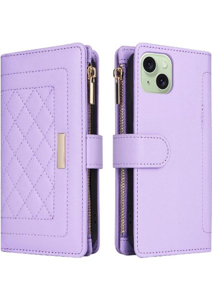 IPhone 15 Için Flip Case Darbeye Kart Yuvaları Cüzdan Kayış (Yurt Dışından)