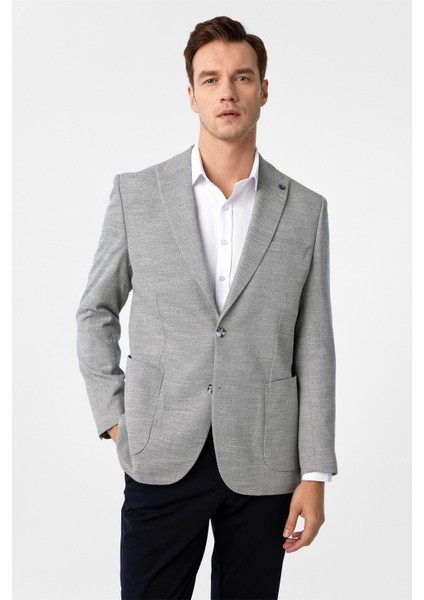 Antrasit Regular Fit Desenli Sivri Yaka 6 Drop Ceket fiyatları