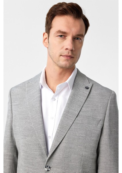 Antrasit Regular Fit Desenli Sivri Yaka 6 Drop Ceket modelleri