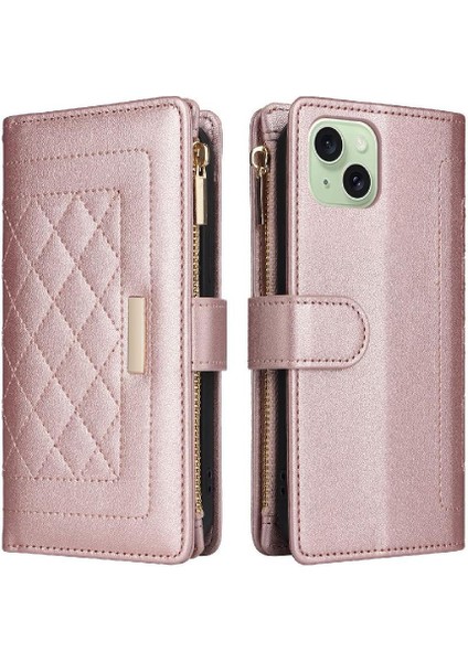IPhone 15 Için Flip Case Darbeye Kart Yuvaları Cüzdan Kayış (Yurt Dışından) modelleri