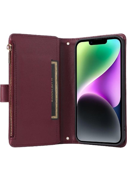 IPhone 14 Için Flip Case Artı Kayış Cüzdan Kart Yuvaları Darbeye (Yurt Dışından) modelleri