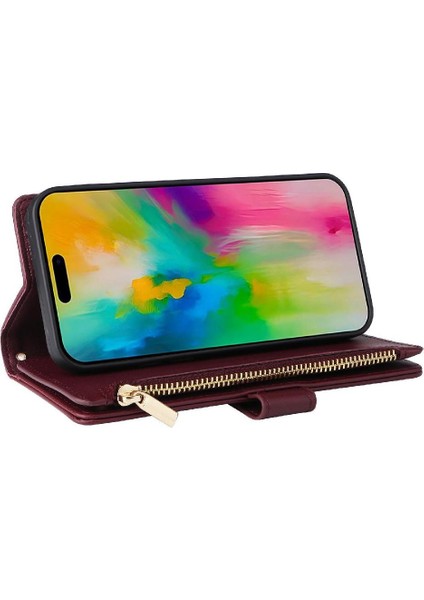 IPhone 16 Için Flip Case Artı Darbeye Cüzdan Kart Yuvaları Kayış (Yurt Dışından)