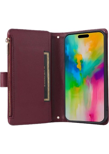 IPhone 16 Için Flip Case Artı Darbeye Cüzdan Kart Yuvaları Kayış (Yurt Dışından)