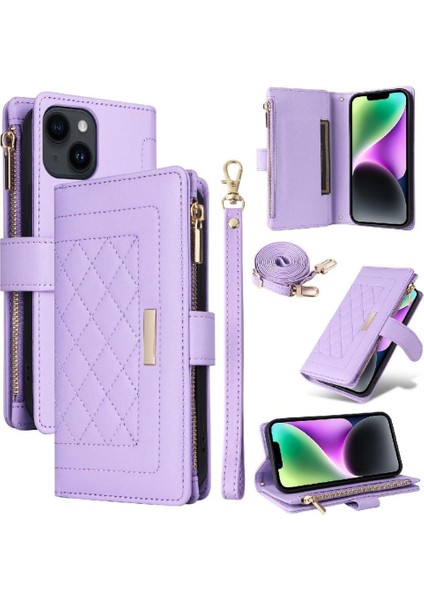 IPhone 14 Için Flip Case Artı Kayış Cüzdan Kart Yuvaları Darbeye (Yurt Dışından)