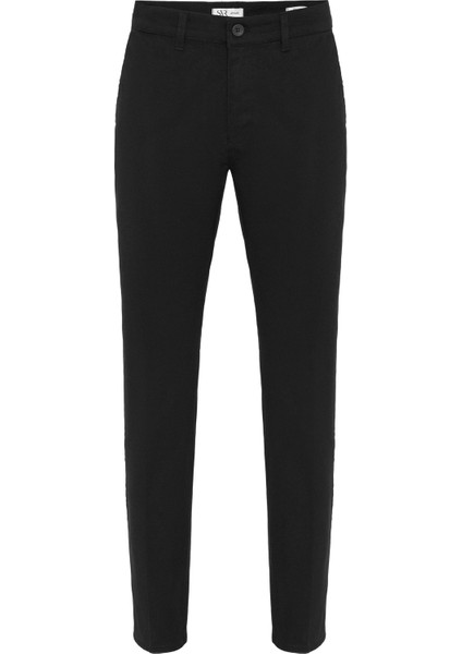 Siyah Regular Armürlü Pantolon