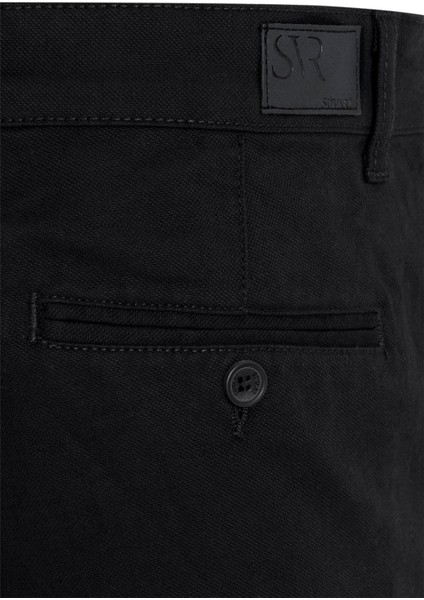 Siyah Regular Armürlü Pantolon