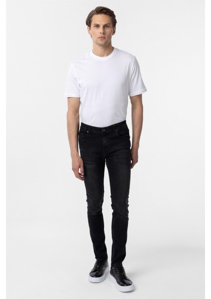 Siyah Süper Slim Fit Düz Pantolon