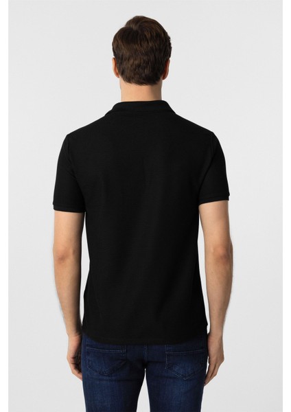 Siyah Slim Fit Armürlü Polo Yaka Tişört indirimleri