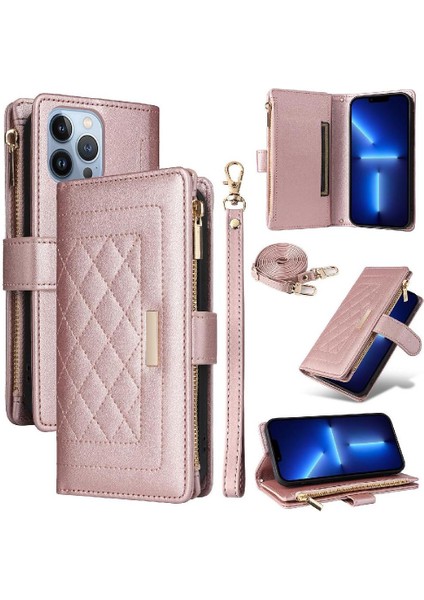 IPhone 13 Için Flip Case Pro Max Kayış Kart Yuvaları Cüzdan Darbeye (Yurt Dışından)