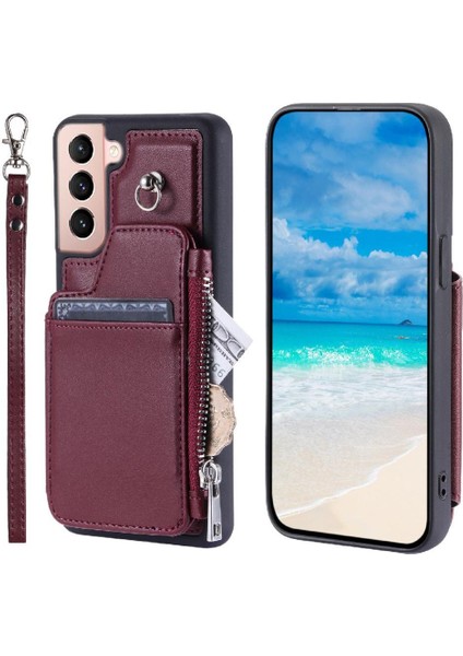 Samsung Galaxy S22 Rfıd Engelleme Kickstand 3 Büyük Kart Pu Için Cüzdan Kılıf (Yurt Dışından)