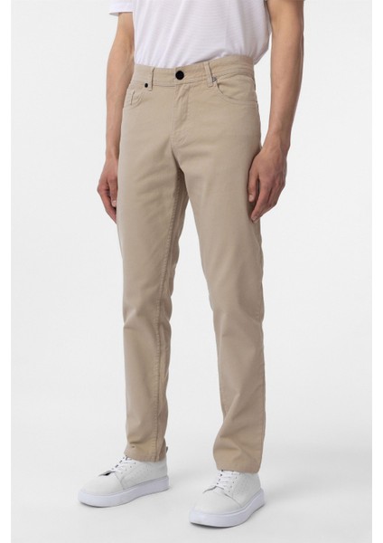 Bej Slim Fit Düz Kanvas Pantolon modelleri