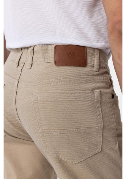 Bej Slim Fit Düz Kanvas Pantolon indirimleri