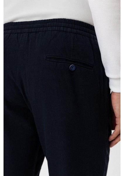 Lacivert Slim Fit Armürlü Jogger Pantolon