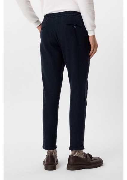 Lacivert Slim Fit Armürlü Jogger Pantolon
