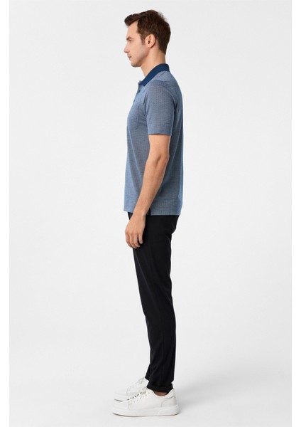 Lacivert Regular Armürlü Polo Yaka Tişört modelleri