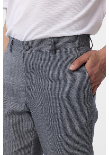 Lacivert Regular Armürlü Kanvas Pantolon fırsatları