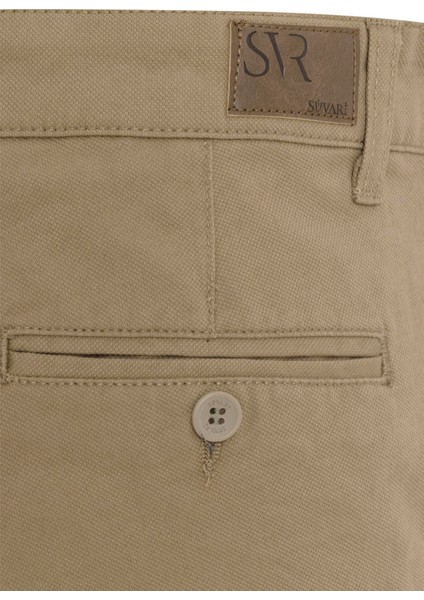 Bej Regular Armürlü Pantolon