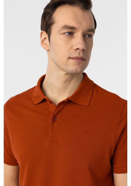 Kiremit Slim Fit Düz Polo Yaka Tişört modelleri