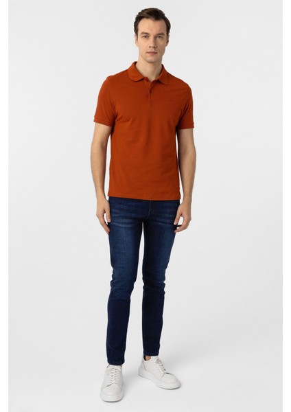 Kiremit Slim Fit Düz Polo Yaka Tişört fırsatları