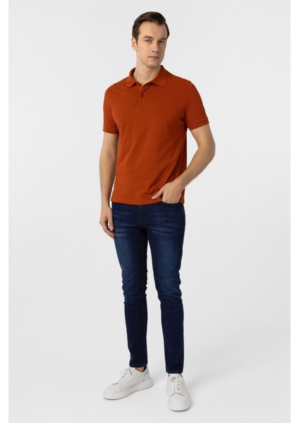 Kiremit Slim Fit Düz Polo Yaka Tişört indirimleri