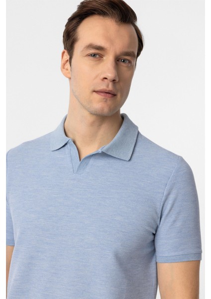 Mavi Slim Fit Armürlü Polo Yaka Tişört fırsatları