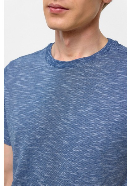 Saks Mavi Regular Armürlü Bisiklet Yaka Tişört indirimleri