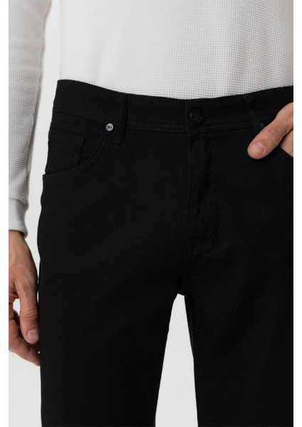 Siyah Regular Armürlü Kanvas Pantolon fırsatları