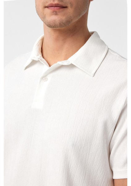 Beyaz Regular Düz Polo Yaka Tişört modelleri