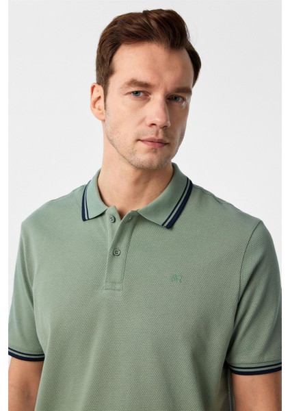 Koyu Yeşil Regular Armürlü Polo Yaka Tişört