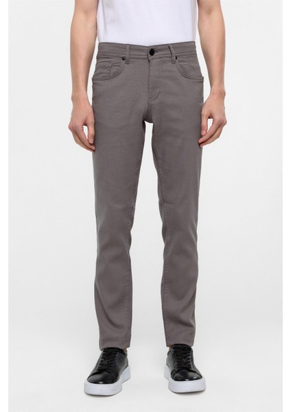 Gri Slim Fit 5 Cep Kalıp Armürlü Kanvas Pantolon fiyatları