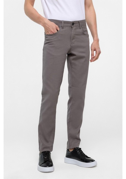 Gri Slim Fit 5 Cep Kalıp Armürlü Kanvas Pantolon modelleri