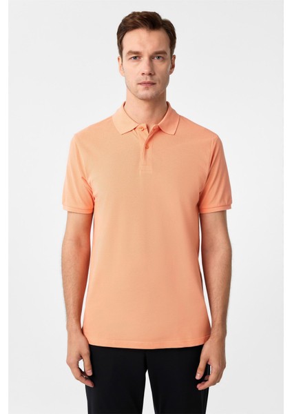 Sütlü Kahve Slim Fit Armürlü Polo Yaka Tişört